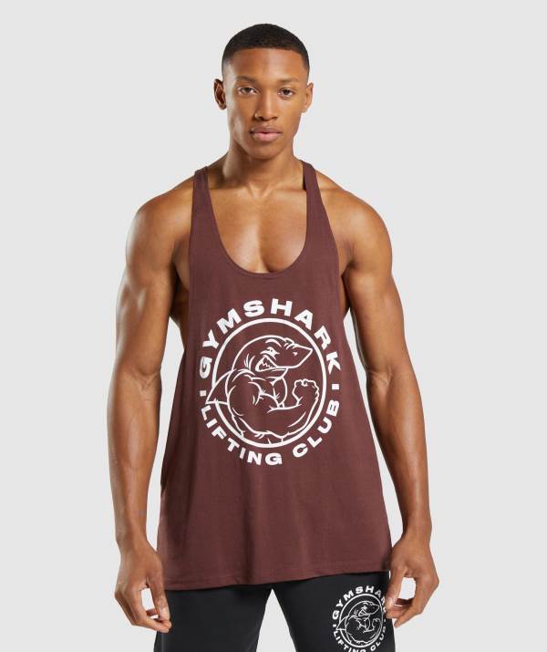 Panske Tielko Gymshark Legacy Stringer Ruzove Hnede | MY0853624